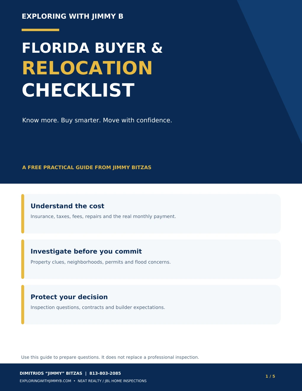 Preview of the actual Florida Buyer & Relocation Checklist